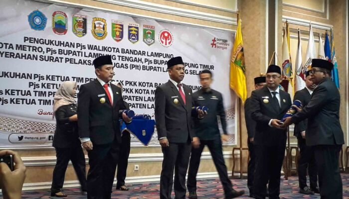 Pj Gubernur Lampung Lantik 4 Pjs Kepala Daerah, Samsudin: Jaga Netralitas ASN di Pilkada