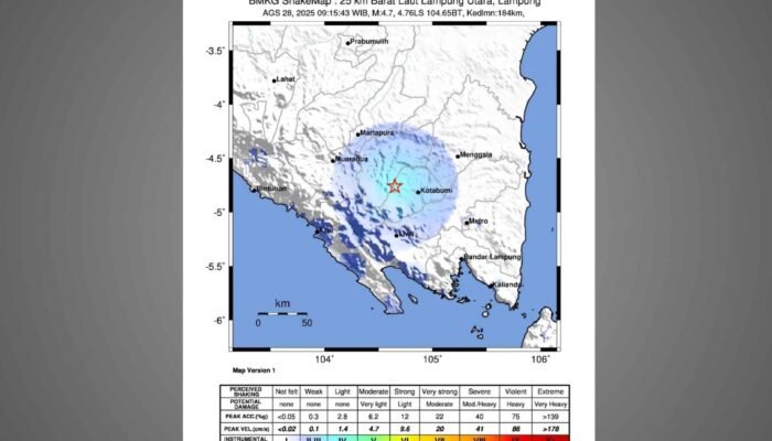 Gempa Mengguncang Lampung Utara Magnitudo 4,7, ini Kata BMKG